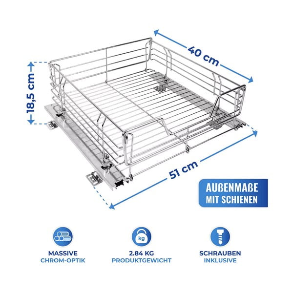 Izvlečna polica iz nerjavečega jekla Maximex Slide, 51 x 40 cm-image-3