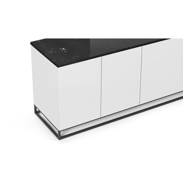 Mat bela TV mizica s črno ploščo v marmornem dekorju TemaHome Join, 200 x 65 cm-image-1