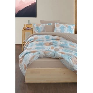 Modro-rjava posteljnina za zakonsko posteljo/podaljšana z rjuho/4-delna 200x220 cm Magnolia – Mila Home
