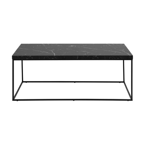 Črna mizica z mizno ploščo v marmornem dekorju 55x110 cm Barossa – Actona