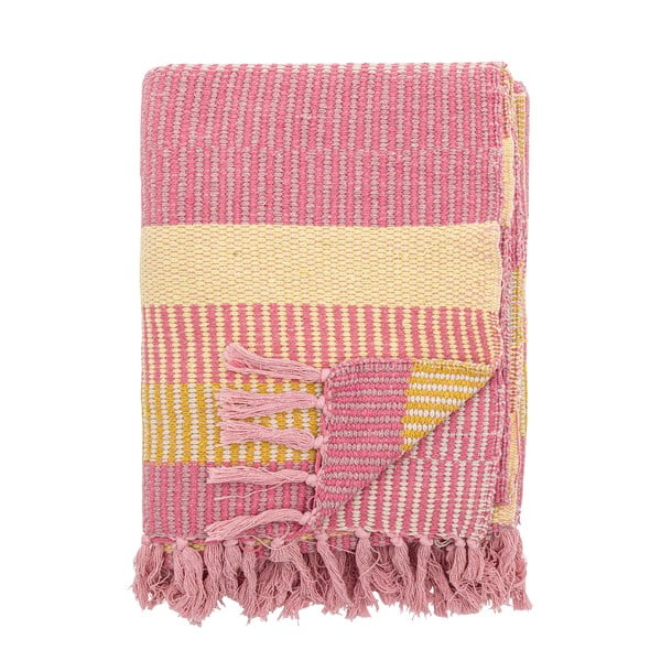 Rumeno-rožnata odeja iz recikliranega bombaža 130x160 cm Isnel – Bloomingville-image-4
