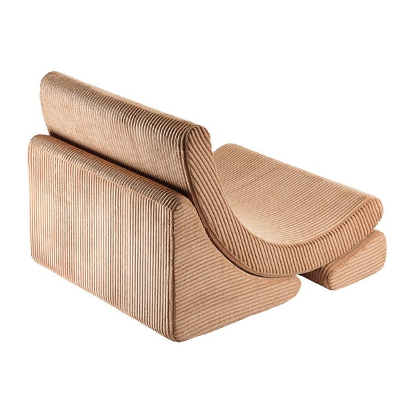 Rjav otroški fotelj iz rebrastega žameta Moon – Wigiwama-image-2