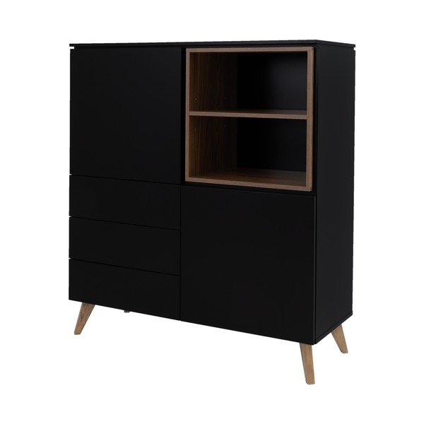 Črna/naravna visoka komoda v orehovem dekorju 120x133 cm Plain – Tenzo-image-2