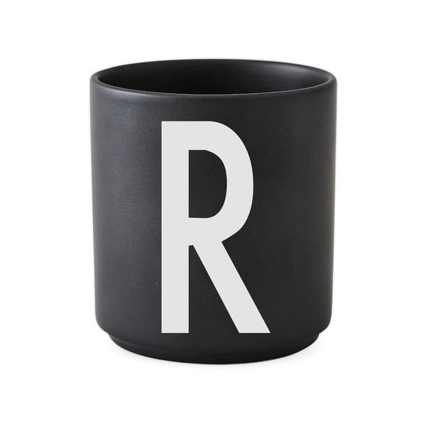 Črna porcelanasta skodelica Design Letters Alphabet R, 250 ml