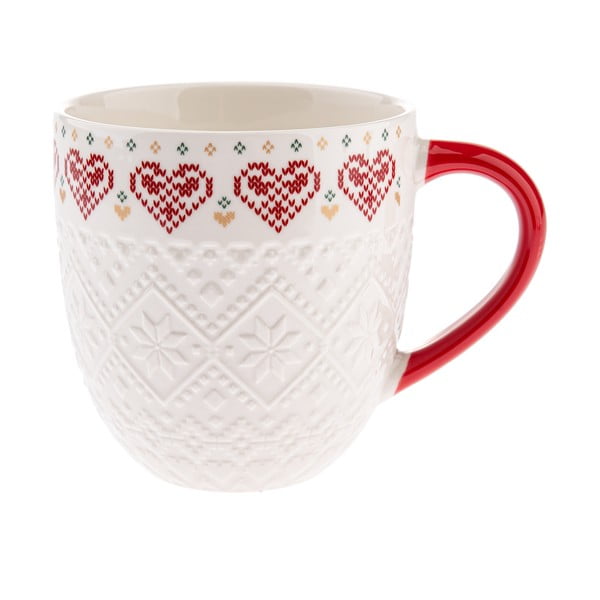 Bela porcelanasta skodelica z božičnim motivom 630 ml Knitting – Dakls