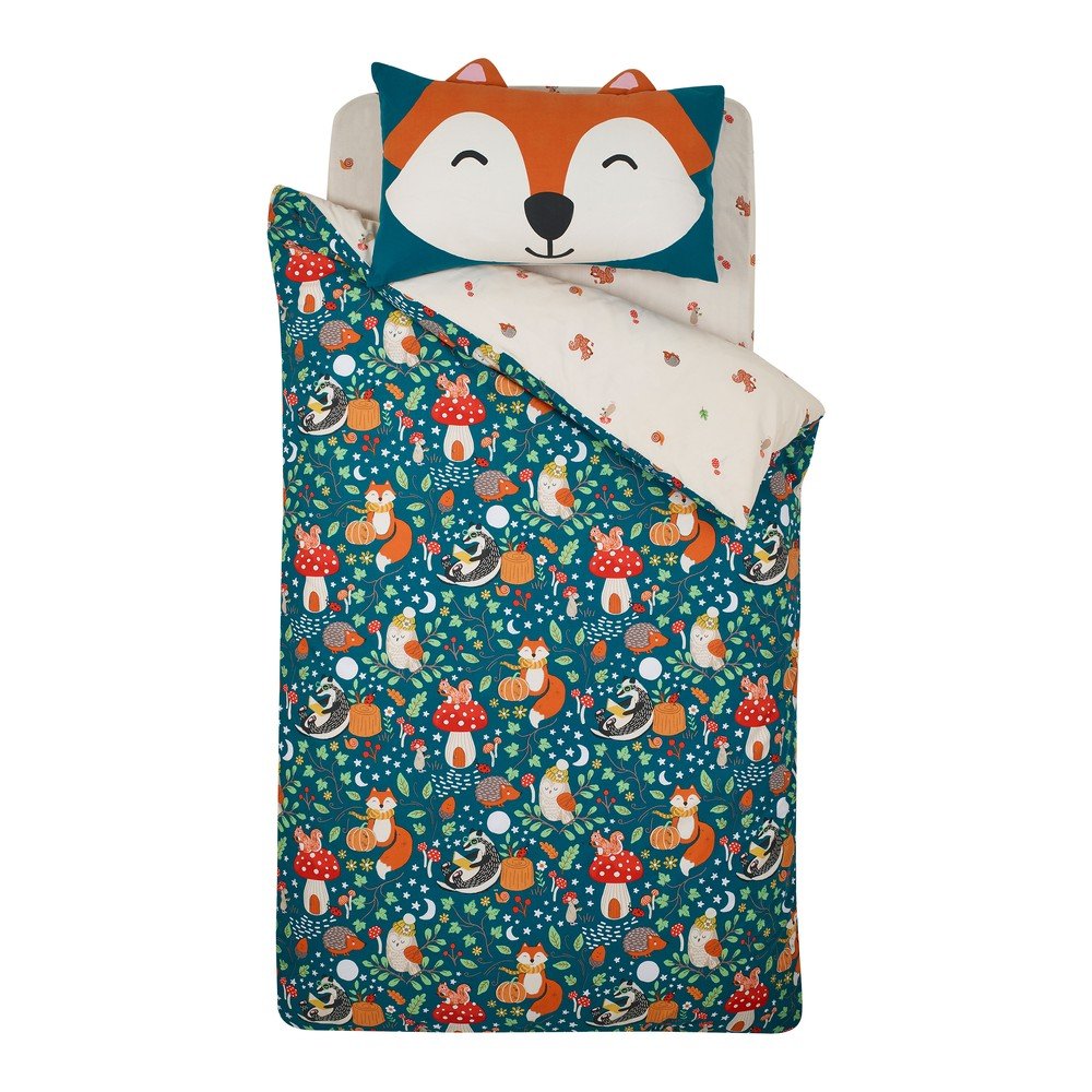 Enojna otroška posteljnina Fox and Woodland Friends