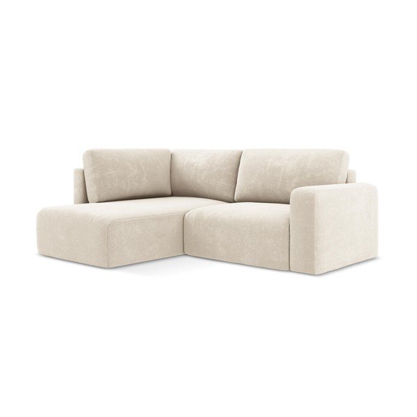 Kremno bela raztegljiva/s prostorom za shranjevanje kotna sedežna garnitura iz šenilje (levi kot/v obliki črke L) Kona – Makamii-image-2