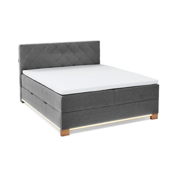 Siva boxspring postelja s prostorom za shranjevanje 180x200 cm Messina – Meise Möbel