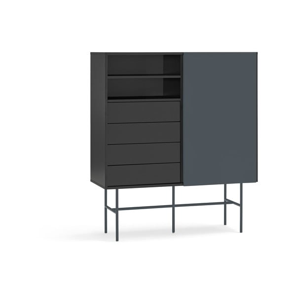 Črna/antracitno siva visoka komoda z drsnimi vrati 120x140 cm Nube – Teulat-image-4