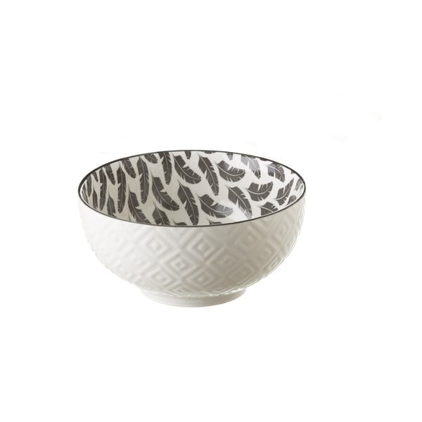 Sivo-bela porcelanska skleda Unimasa Plume, ø 14,9 cm