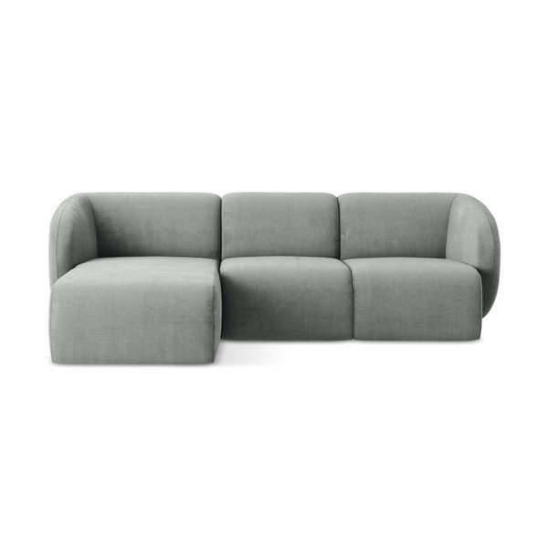 Siva kotna sedežna garnitura iz šenilje (levi kot/z ležalnikom) Lani – Makamii