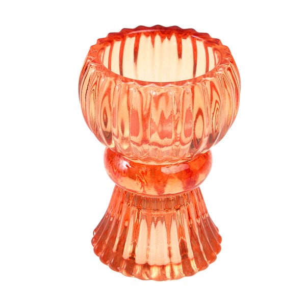 Nizek oranžni stekleni svečnik - Rex London