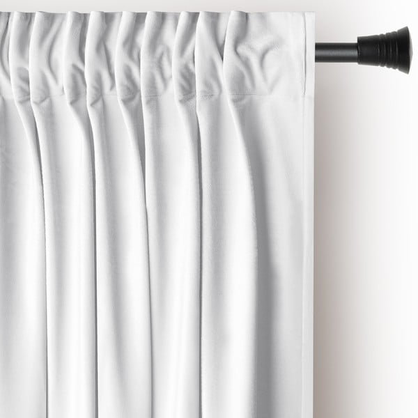 Bela žametna zavesa za delno zatemnitev 140x270 cm Pleat – Restilo