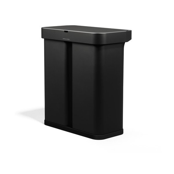 Črn jeklen koš za smeti 34+24 l za ločevanje odpadkov/brezstični Dual Sensor – simplehuman