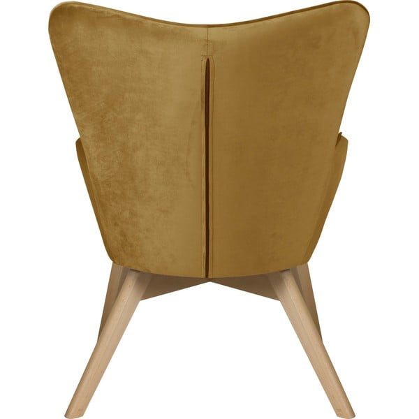 Gorčično rumen žameten fotelj Niko – Ropez-image-4