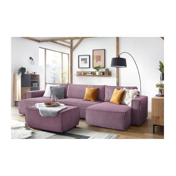 Rožnat tabure iz rebrastega žameta Nihad – Bobochic Paris-image-1