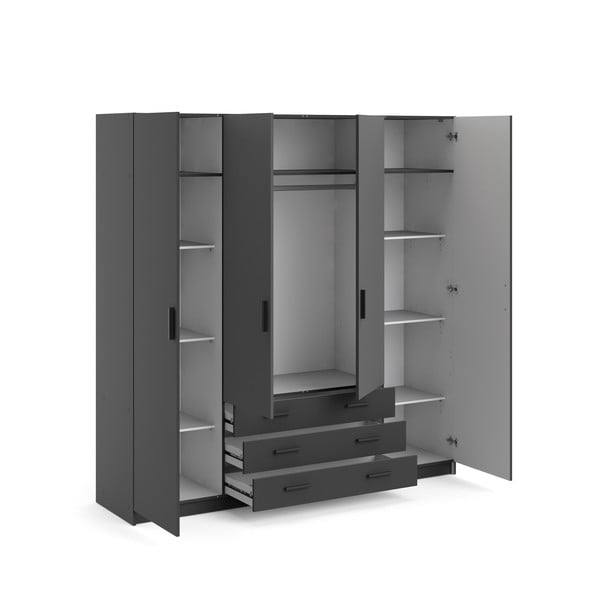 Temno siva garderobna omara 196x200 cm Sprint – Tvilum-image-4