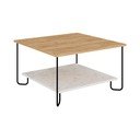 Bela/naravna mizica z mizno ploščo v hrastovem dekorju 80x80 cm Tonka – Marckeric