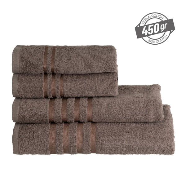 Rjava frotirna bombažna brisača 70x140 cm Simple – Casa Selección-image-4