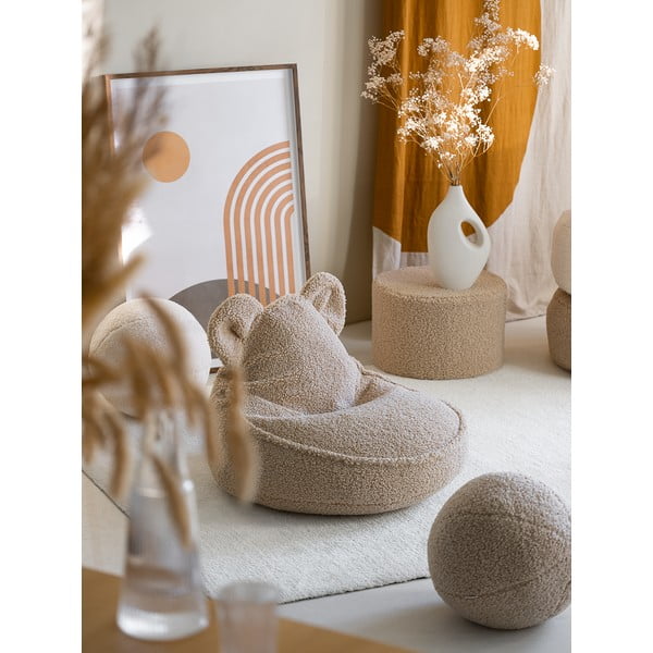 Svetlo rjava otroška vreča za sedenje iz tkanine bouclé Bear – Wigiwama-image-1