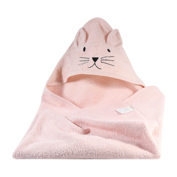 Roza bombažna otroška brisača s kapuco Kindsgut Cat-image-4