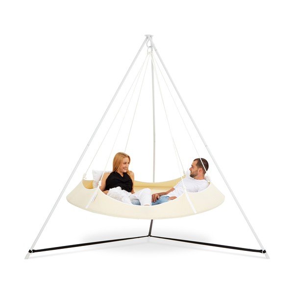 Kremno bela vrtna gugalnica s stojalom - Hangout Pod-image-2