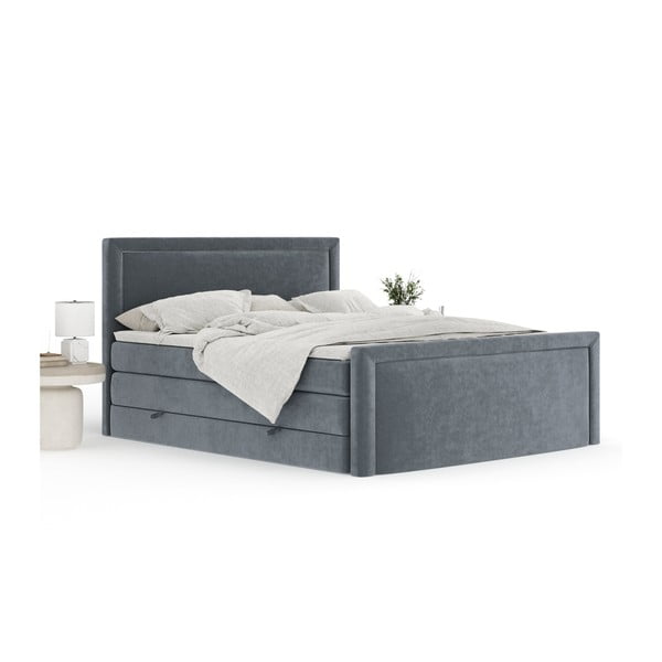 Temno siva boxspring postelja s prostorom za shranjevanje 200x200 cm Lavenda – Maison de Rêve-image-3