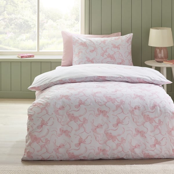 Bela enojna posteljnina 135x200 cm Bow Embroidery – Catherine Lansfield-image-2