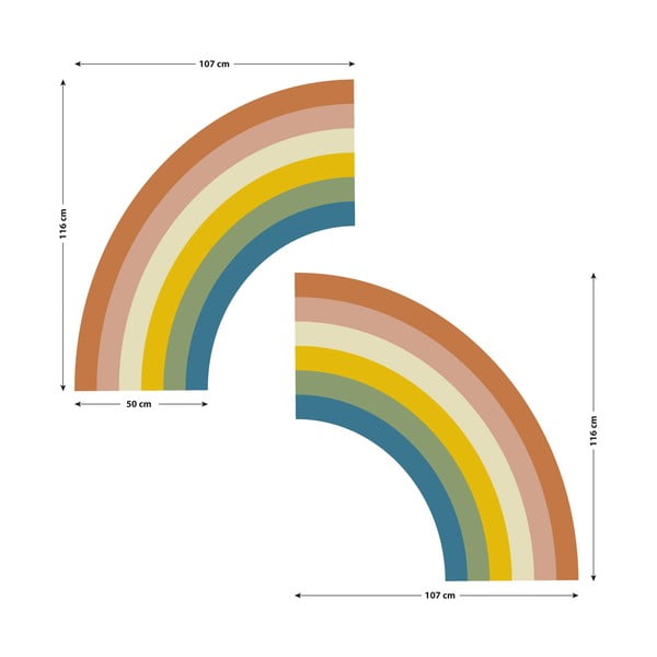 Otroška stenska nalepka 158x87 cm Pastel Rainbow - Ambiance-image-2