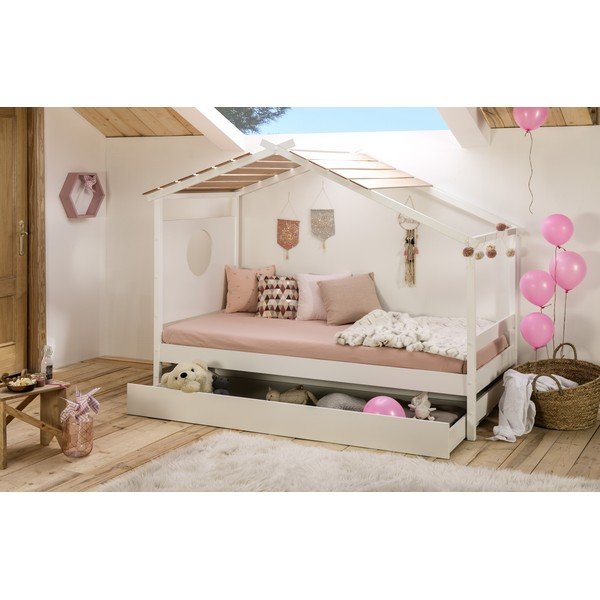 Bela otroška postelja z izvlečnim predalom Marckeric Nayah, 90 x 190 cm-image-1