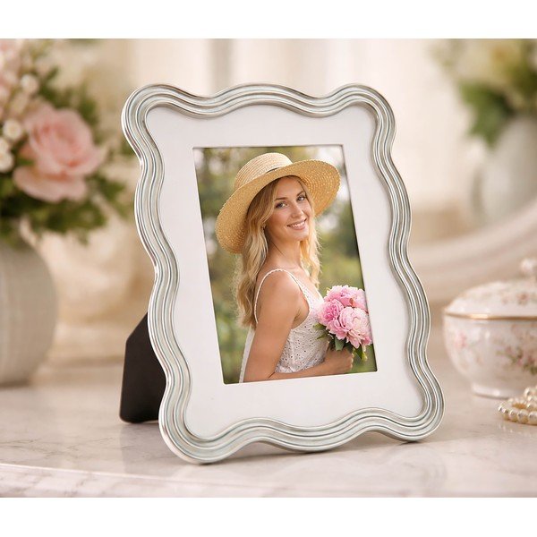 Svetlo moder/v srebrni barvi kovinski/steklen stoječ okvir 17,5x22,5 cm Elizabeth – Mauro Ferretti-image-1