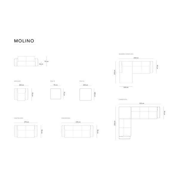 Črna sedežna garnitura iz tkanine bouclé 235 cm Molino – Micadoni Home-image-4