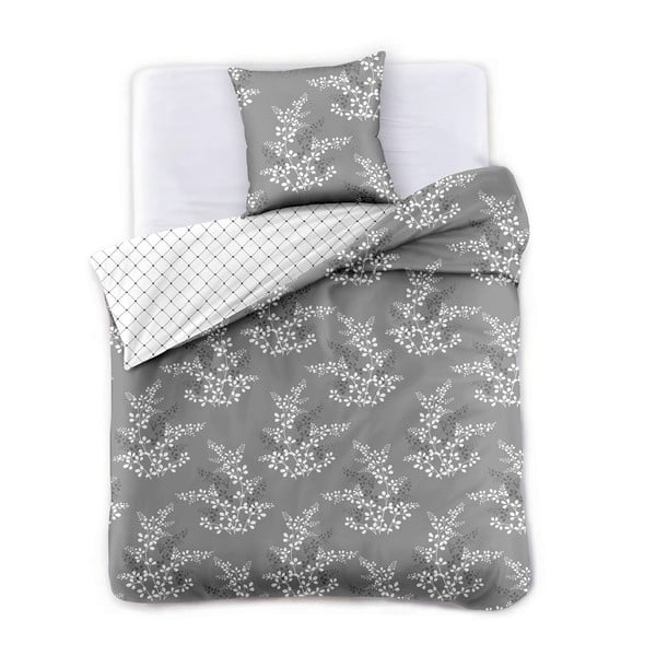 Siva posteljnina za enojno posteljo iz mikrovlaken DecoKing Hipnoza Calluna, 200 x 140 cm