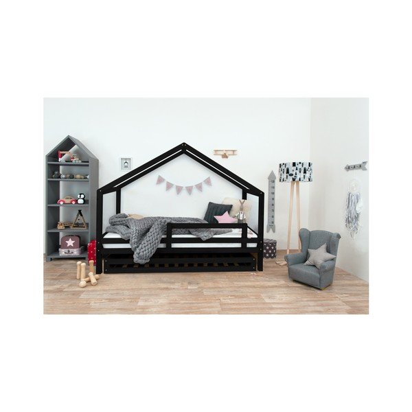 Črna otroška postelja Benlemi Sidy iz lakiranega smrekovega lesa, 90 x 200 cm-image-4