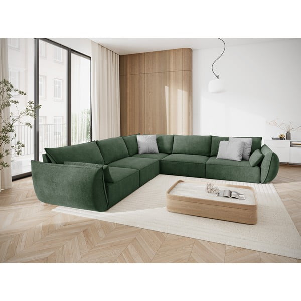 Temno zelen kotni kavč (obojestranski) Vanda - Mazzini Sofas-image-1