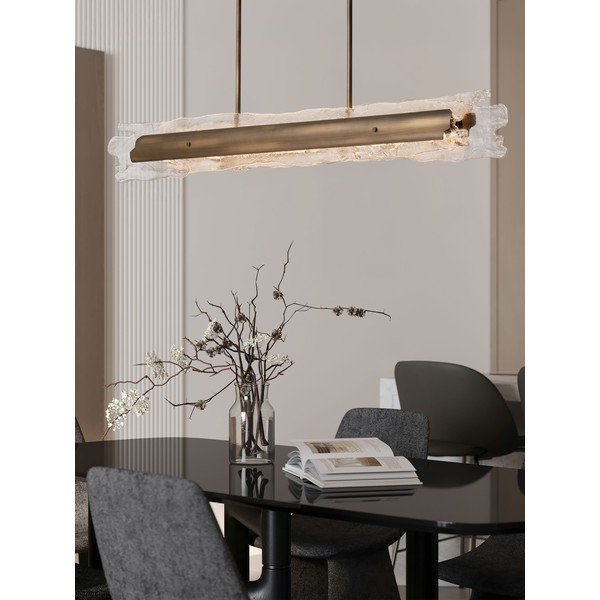 Medeninasta jeklena LED zatemnitvena viseča svetilka s steklenim senčilom Velar – Nova Luce-image-1