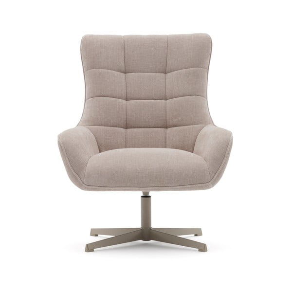 Bež vrtljiv fotelj iz šenilje Teryl – Kave Home-image-1