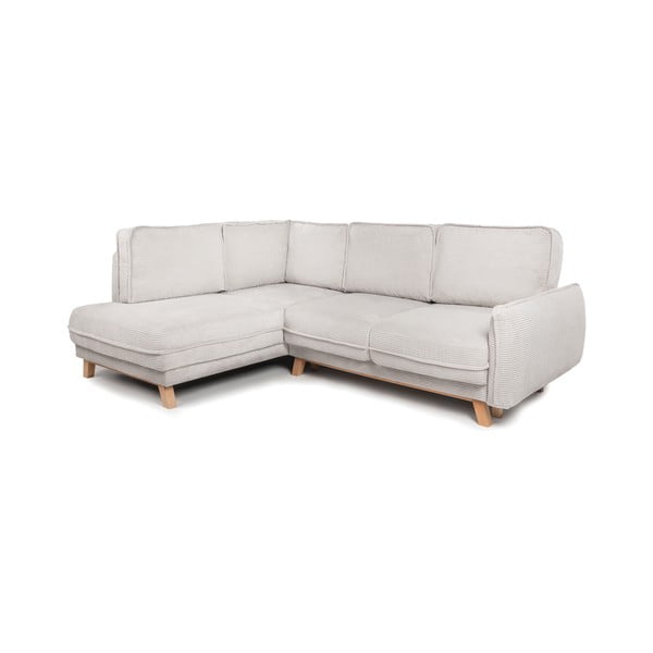 Bež raztegljiva kotna sedežna garnitura iz rebrastega žameta (levi kot) Tori – Bonami Selection-image-2