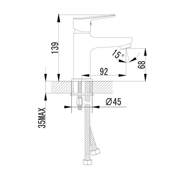 Stoječa armatura za umivalnik v sijajno srebrni barvi Small – Sapho-image-1