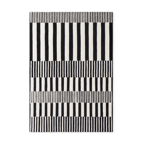 Črno-bela ročno tkana volnena preproga 120x180 cm Stryve Pulse – Elle Decoration