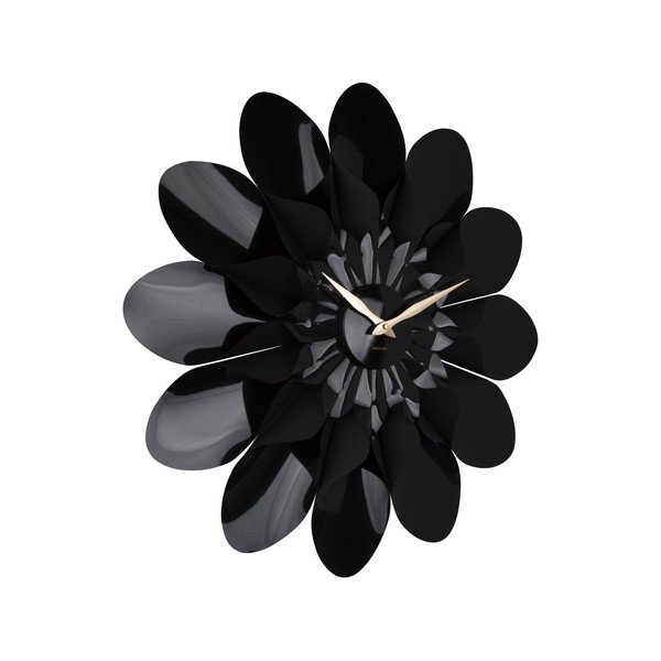 Črna stenska ura Karlsson Flower, ø 60 cm-image-2