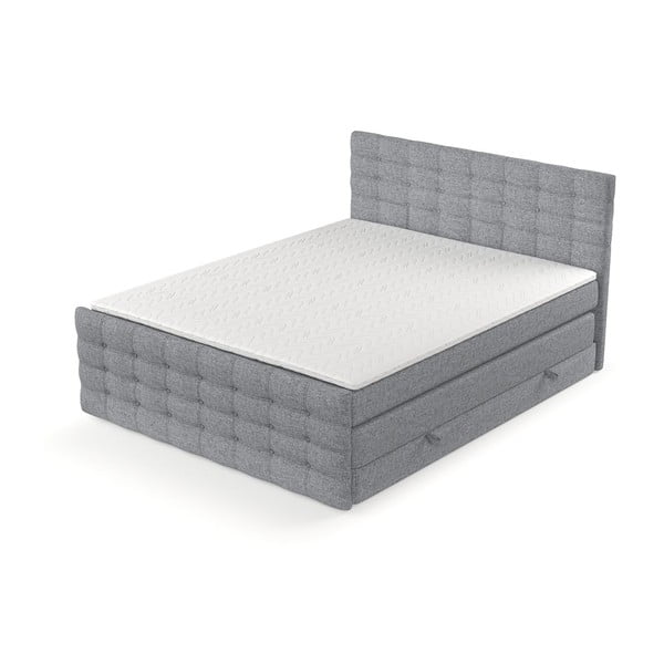 Siva boxspring postelja s prostorom za shranjevanje 200x200 cm Blend – Maison de Rêve-image-3