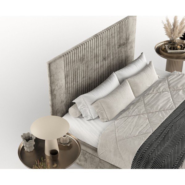 Bež oblazinjena zakonska postelja s prostorom za shranjevanje 180x200 cm Mavel – Maison de Rêve-image-1