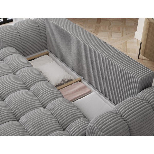 Siva raztegljiva sedežna garnitura iz rebrastega žameta 256 cm Cotonn – ELTAP-image-4