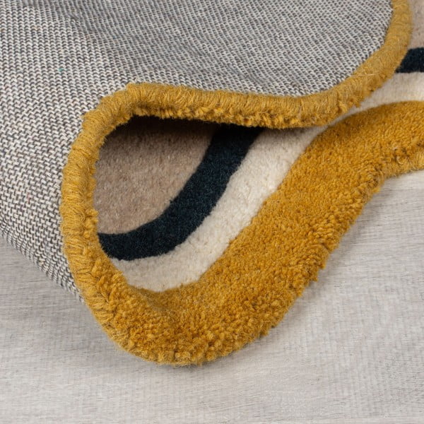 Kremno bela ročno tkana volnena preproga 200x290 cm Leo Scallop – Flair Rugs-image-3