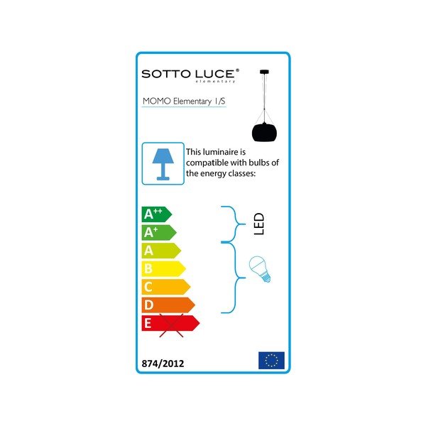 Črna viseča svetilka Sotto Luce Momo Elementary Glossy S, ⌀ 33 cm-image-3