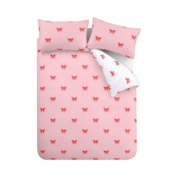 Rožnata enojna posteljnina 135x200 cm Dotty Bows – Sassy B