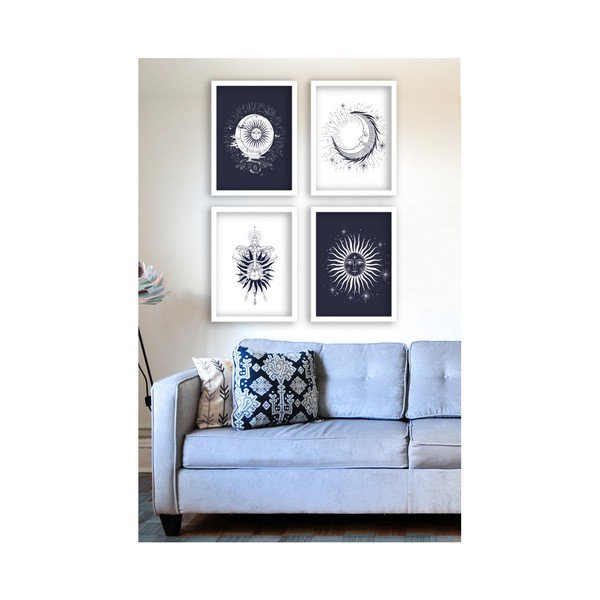 Komplet 4 stenskih slik Tablo Center Sunny