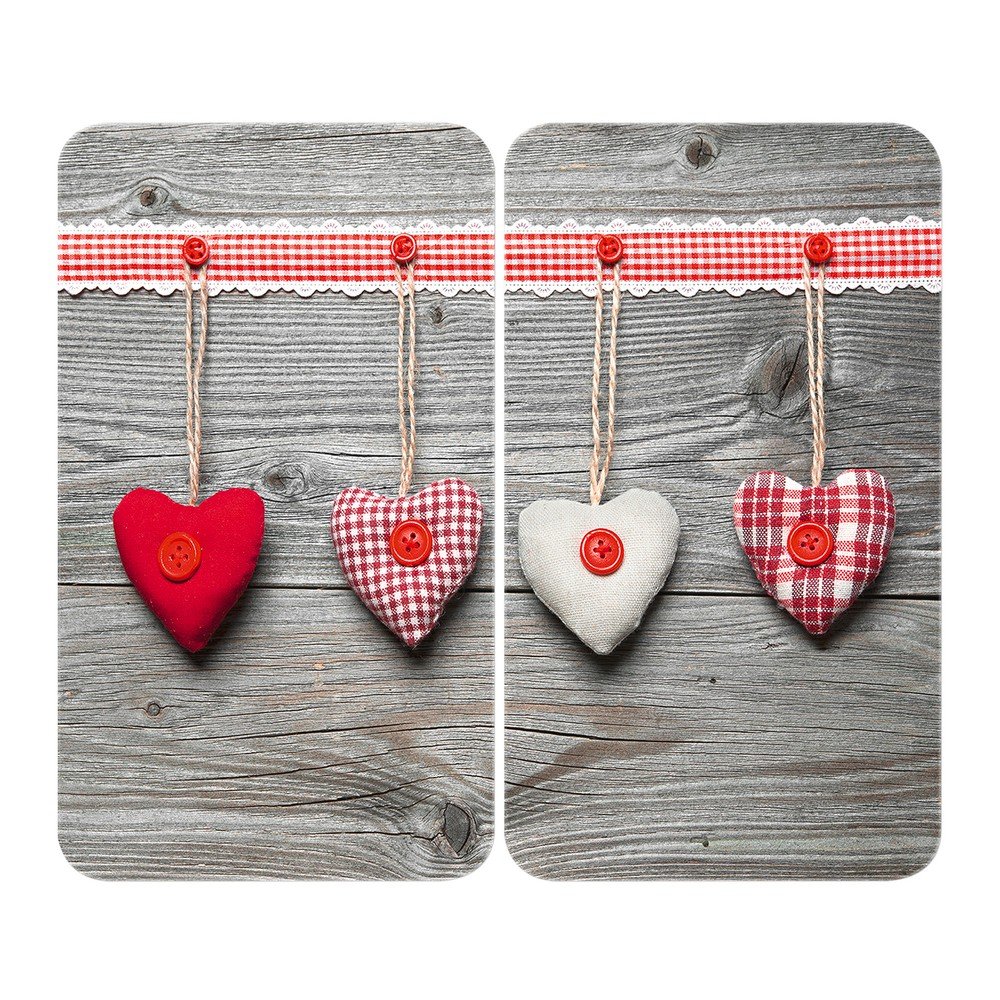 Komplet 2 steklenih zaščitnih plošč za štedilnik Wenko Heart, 52 x 30 cm
