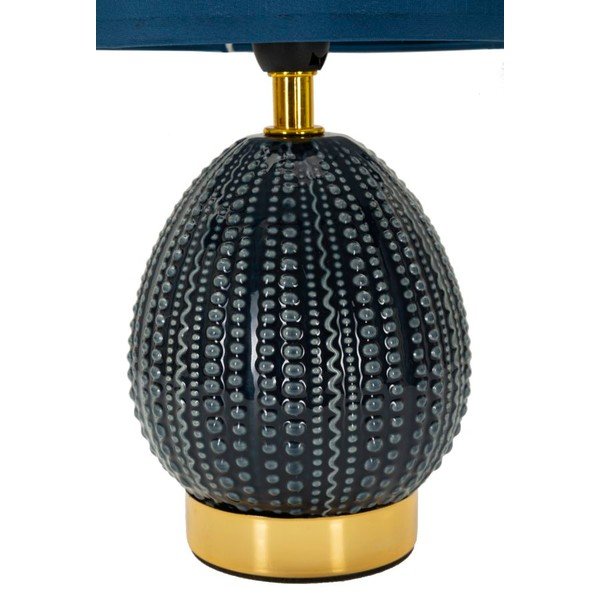 Modra keramična namizna svetilka s tekstilnim senčilom (višina 30,5 cm) Flavi – Mauro Ferretti-image-2